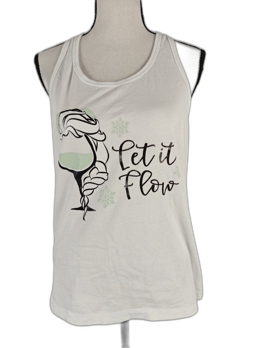 Women's Bella + Canvas Let It Flow Elsa Graphic Racerback Tank Top White Medium
